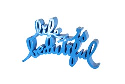 Life Is Beautiful (Blue) by Mr. Brainwash - Painted Resin Sculpture sized 12x7 inches. Available from Whitewall Galleries